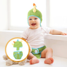 Pletený outfit s dinosaurem, zelené oblečení ve tvaru dinosaura, foto rekvizity vhodné...