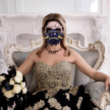 Maska diabła, półmaska dla mężczyzn, kostium na imprezę cosplay na bal maskowy, Halloween, gra wojenna