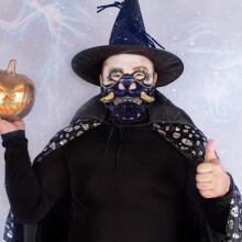 Ördögmaszk Félálarcú maszk férfiaknak Cosplay party jelmez álarcosbálra Halloween háborús játékhoz