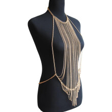 Mehrreihige Quasten-Körperkette für Damen, extravagante Boho-Körperkette
