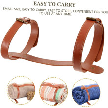 Leather Adjustable Blanket Carrying Strap 61cm for Outdoor Picnic, Camping Travel Rug, and Beach Mat Carrying Belt