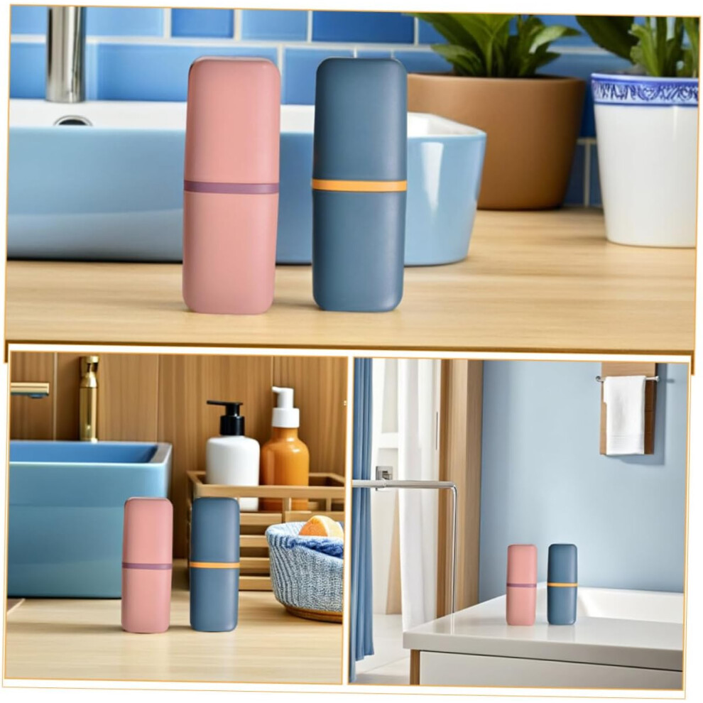 Hkhbjs 2Pcs Portable Travel Toothbrush Holder Multipurpose Mouthwash Cup And Toothpaste Storage Containers