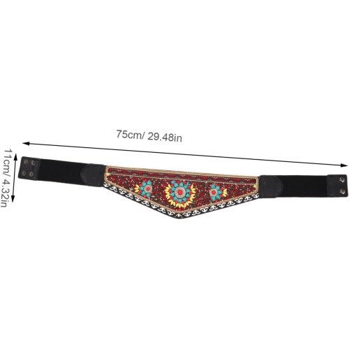 Curea elastică boho cu mărgele turcoaz, curea lată reglabilă pentru rochie 1