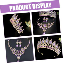 Impresionante joyería de corona para elegante collar de tiara y pendientes f
