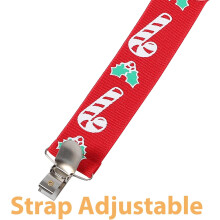 Weihnachtliche Hosenträger für Herren mit Schneeflockenmuster, verstellbar, mit stabilem Clip, für Weihnachtsfeiern und festliche Anlässe