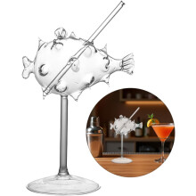 Pahar de cocktail Globefish din sticlă cu picior înalt, design minunat, lucrare fină