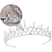 Bridal Crown Pearl Rhinestone Headdress Elegant Wedding Hair Décor