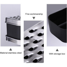 Gadget de bucătărie pentru răzătoare de brânză din oțel inoxidabil cu recipient de depozitare negru
