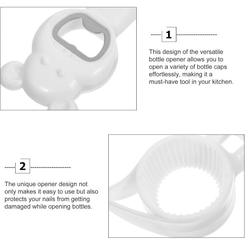 Multipurpose Opening Tool Bottle Can Opener Stable Cute Abs Iron Kitchen Gadget Effortless Cap Opener White 2