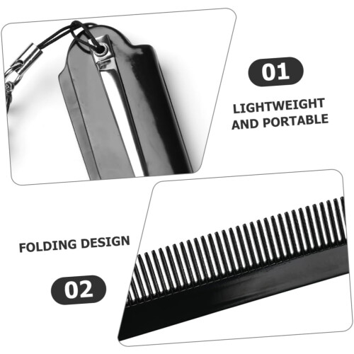 Foldable Comb for Men with Keyring and Square Mirror, Large Fine Tooth Pocket Beard Comb 1