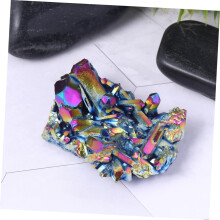 Natural Crystal Cluster Amethyst Ornament 50g Colorful Plated Desktop Décor