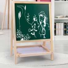 Cavalletto da disegno in legno a doppia faccia 2 in 1, lavagna didattica pieghevole e tavoletta per graffiti