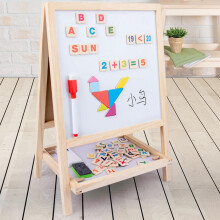 Pizarra de dibujo de madera de doble cara con caballete, pizarra educativa plegable 2 en 1 y tableta para escribir graffiti.