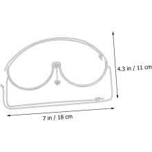 Strasskette, Schmuck, silberner Doppelherzanhänger mit Kristallhalterung, Schmuck für Brustaccessoires