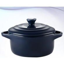 Bol pentru tocană cu mâner dublu și capac ceramic, compatibil cu cuptorul cu microunde, 230 ml