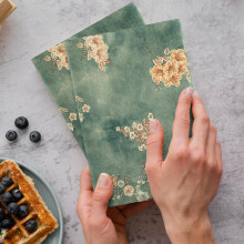 Copertă de carte reglabilă din bumbac A5 cu manșon din material textil cu ștanțare aurie