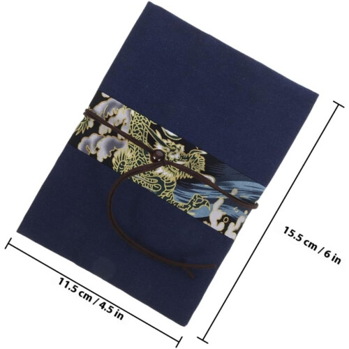 Fabric Book Cover for A6 Notebooks Decorative Patchwork Dragon Design Handmade Small Book Sleeve Protector 1