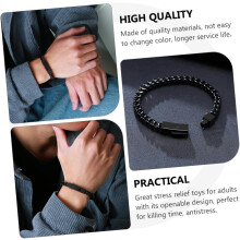 Punk-Armband aus Edelstahl mit Schlossverschluss, Hip-Hop-Armreif für Herren, Schwarz, 21,5 cm, Handgelenkschmuck
