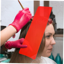 Tabla de paletas para tinte de cabello y tabla para mechas de cabello en color rojo para salón y