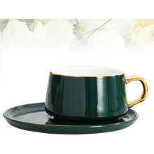 2-teiliges Kaffeetassen-Set im nordischen Stil aus Keramik mit Untertasse, 250 ml, grünes, kreatives Design, für Getränke geeignet