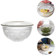 Retro-Glasschale mit Prägung, Salatschüssel, Glasbehälter zur Aufbewahrung von Lebensmitteln, Servieren von Obst