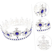 Bridal Tiara Crown Round Baroque Alloy Rhinestone Headpiece for Wedding Party Women