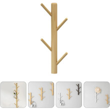 Perchero de pared sencillo con forma de rama de madera de pino.