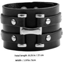 Breites Herren-Lederarmband im Punk-Vintage-Stil, Retro-Hip-Hop-Armband für maskulinen Look