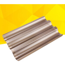 Golden Loaf Pan Nonstick Carbon Steel Bread Baking Mold with 3 Slot Perforated Design