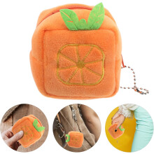 Niedliche Plüsch-Geldbörse in Orangenform, kleines Reißverschlussetui, Mini-Plüsch-Münzbeutel, Kopfhöreraufbewahrung für Damen