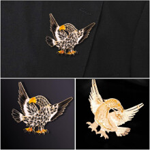 Pin de broche de pássaro de águia animal de liga preta dos homens, acessório de broche de novidade exagerada