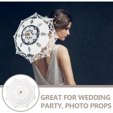 Trouwparasol van kant, bruidssluier, paraplu van katoen, elegante kanten paraplu