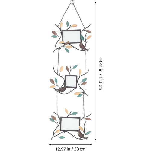 Metal Bird Branch Wall Frames Hanging Collage Photo Frames with Rustic Iron Material 1