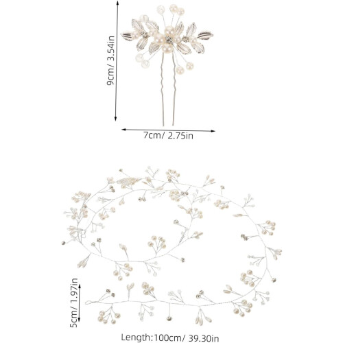 Accessori per capelli da sposa: ghirlanda lunga con catenella morbida e forcine. 1