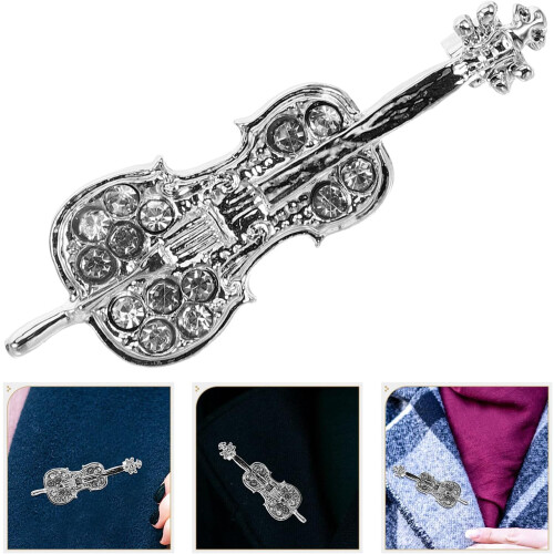 Fiol Strass Brosch Legering Instrument Nål Dammode Corsage 1