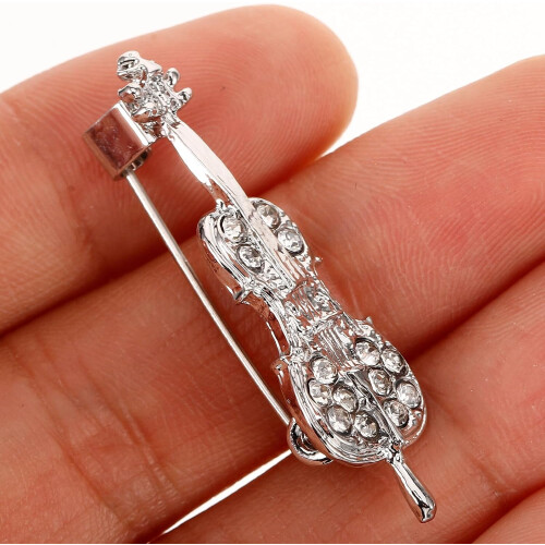 Fiol Strass Brosch Legering Instrument Nål Dammode Corsage 2