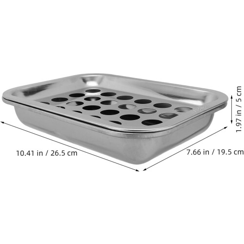 Stainless Steel Communion Tray with 24 Hole Design, Rectangular Eucharist Tray with Cover 1