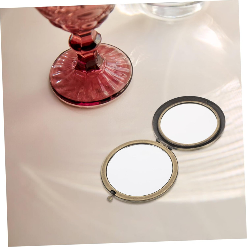 Hkhbjs Portable Handheld Makeup Double-Sided Folding Metal Compact High-Definition