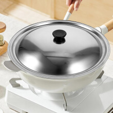 Deksel voor koekenpan/soeppan van roestvrij staal, 26,7 cm (10,5 inch), verdikt, slijtvast en stevig handvat.