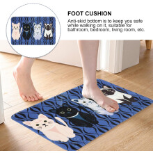 Badezimmer-Fußmatte mit Cartoon-Katzenmuster, 50 x 80 cm, Polyester, strapazierfähig, wasserabweisend
