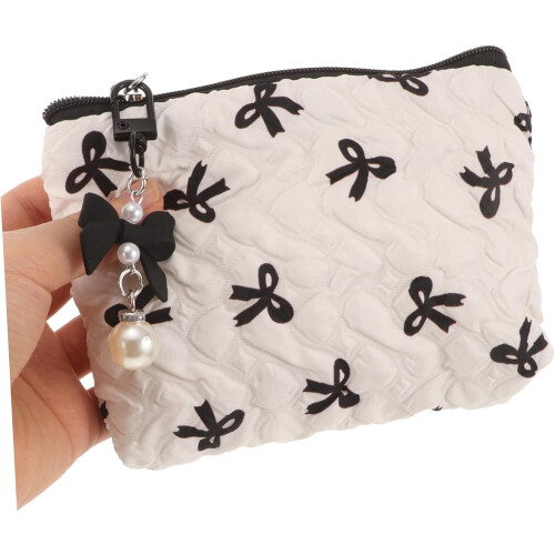 Makeup Bags Portable Organizer Elegant Polyester Compact Design Bowknot Shape 2