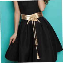 Women Corset Belt Wide Pu Leather Waspie Belt Tied Waist for Dresses Coats