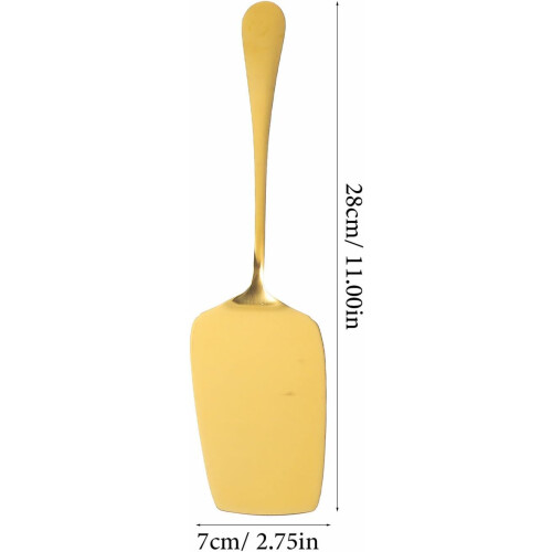 7pcs corte de bolo de aço inoxidável e servindo conjunto com garfos e colheres, pratos de ouro de 12 polegadas 1