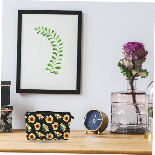 Sunflower Pattern Toiletry Bag Multifunctional Portable Cosmetic Pouch