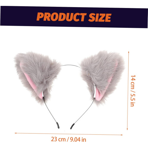 Σετ κορδέλας μαλλιών και ουράς Foxes Ear 2 τεμάχια γκρι γούνινο αξεσουάρ cosplay 1