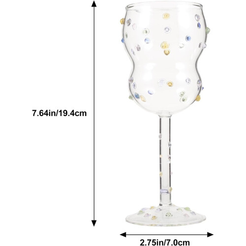 Glass Goblet with Colorful Dots Pattern 250ml Stemmed Wine Cup for Bar and Daily Use 1