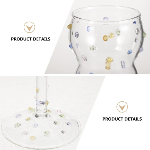 Glass Goblet with Colorful Dots Pattern 250ml Stemmed Wine Cup for Bar and Daily Use 2