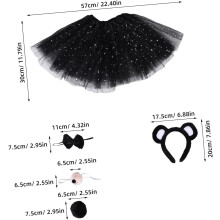 Tragbares Plüsch-Haarreif-Set mit Bärenohren, Fliege und Schwanz für Damen, weiches Cartoon-Haarband und Rock-Kombination