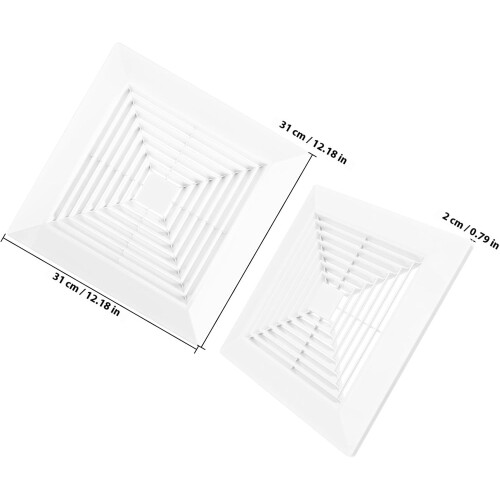 Banheiro ar defletor teto montagem ventilação ventilador tampa 12x12 polegadas abs elegante design moderno 1