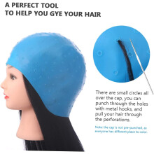 Haarkleurkapje van siliconen met naald voor gebruik in de salon, comfortabele pasvorm, blauwe highlight-muts